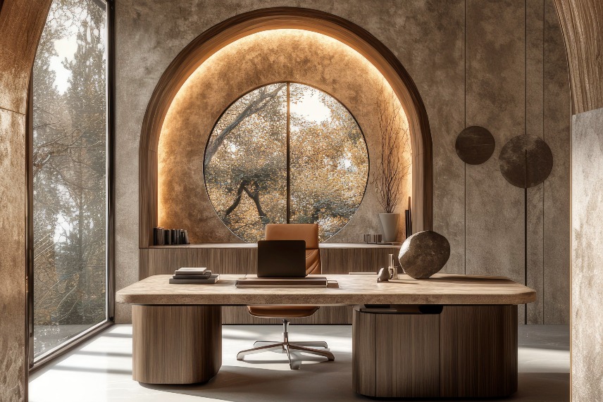 Если бы у материалов были личности: что бы произошло, если бы дерево, мрамор, бетон и металл вошли в комнату?